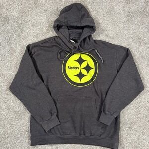 NFL Team Apparel Pittsburgh‎ Steelers Hoodie Men's M Gray Pullover Sweatshirt